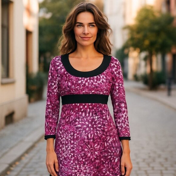 𝅺maggy London Pink Geometric Lined Scoop Neck Knee Length Sheath Dress Size 6 - Picture 1 of 13